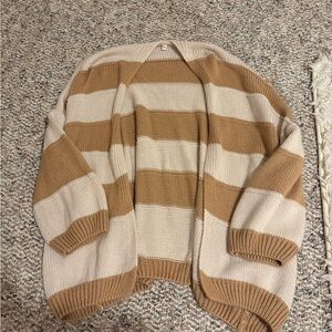 Striped Tan and Cream Cardigan